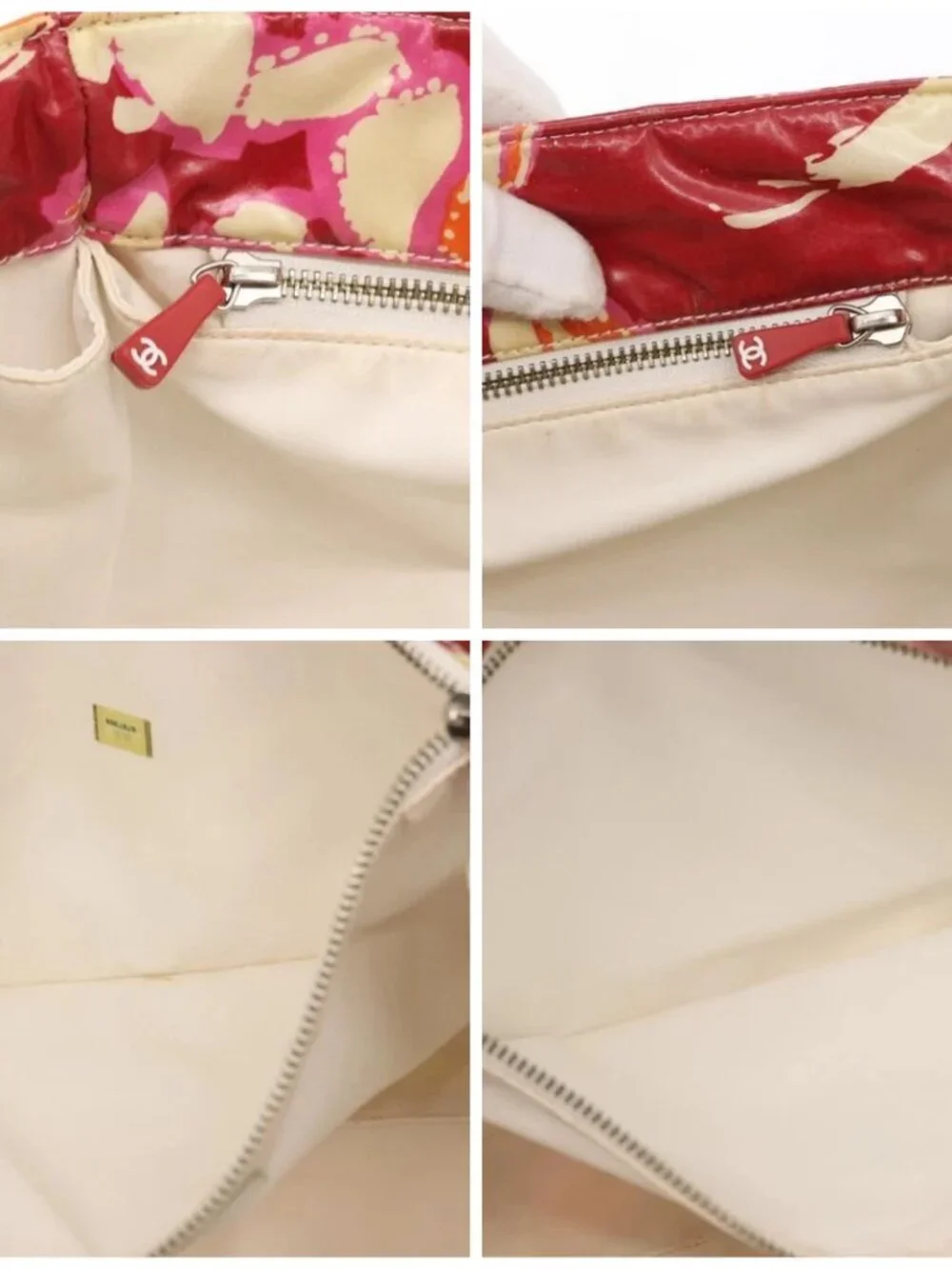CHANEL Camelia Tote Bag Nylon Red CC Auth 164053